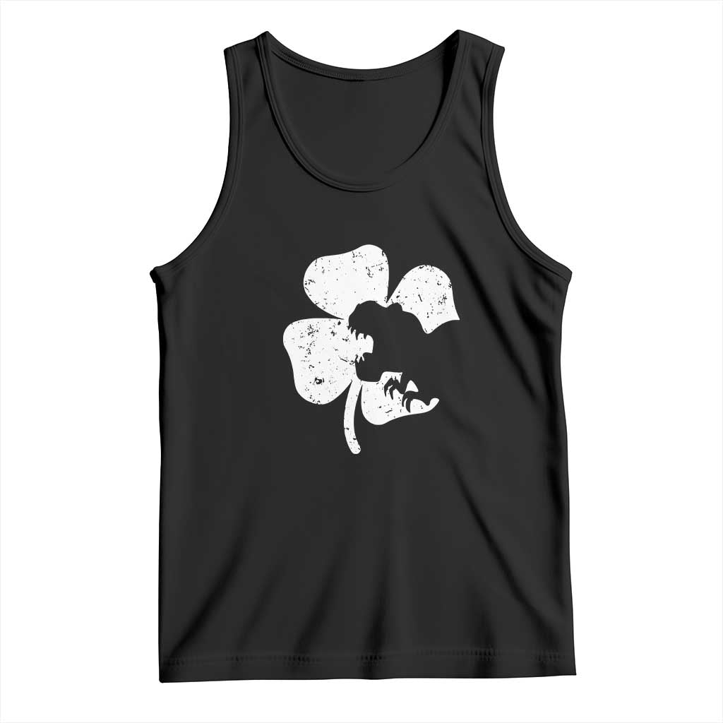 St Patricks Day Dinosaur Rex Tank Top Dino in Lucky Shamrock TS02 Black Print Your Wear