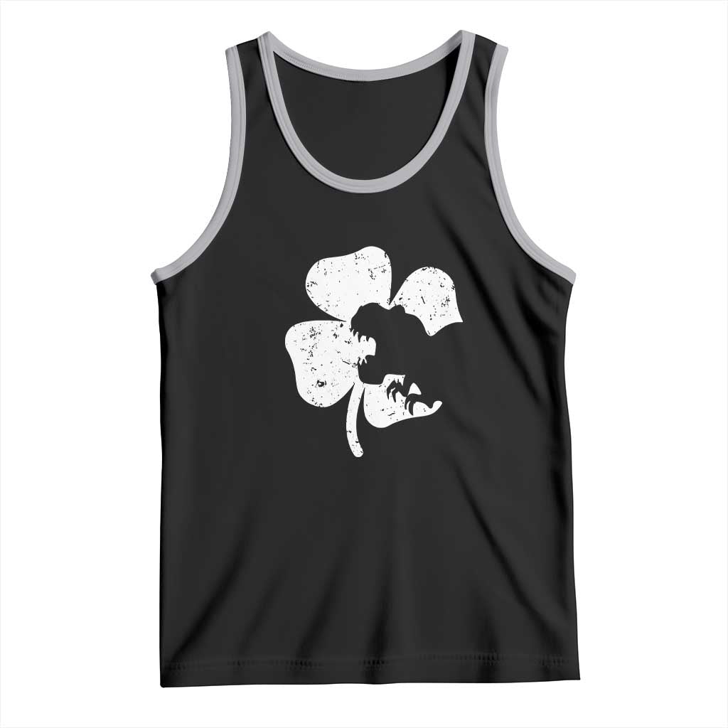St Patricks Day Dinosaur Rex Tank Top Dino in Lucky Shamrock TS02 Black Athletic Heather Print Your Wear
