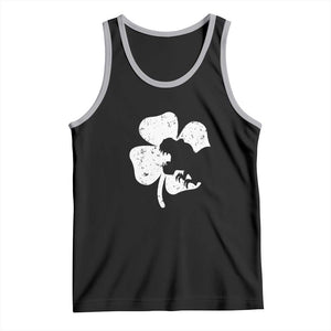St Patricks Day Dinosaur Rex Tank Top Dino in Lucky Shamrock TS02 Black Athletic Heather Print Your Wear