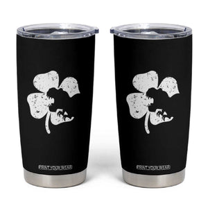 St Patricks Day Dinosaur Rex Tumbler Cup Dino in Lucky Shamrock TS02 Black Print Your Wear