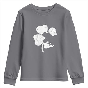 St Patricks Day Dinosaur Rex Youth Sweatshirt Dino in Lucky Shamrock TS02 Charcoal Print Your Wear
