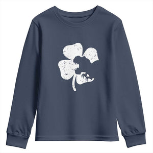 St Patricks Day Dinosaur Rex Youth Sweatshirt Dino in Lucky Shamrock TS02 Navy Print Your Wear