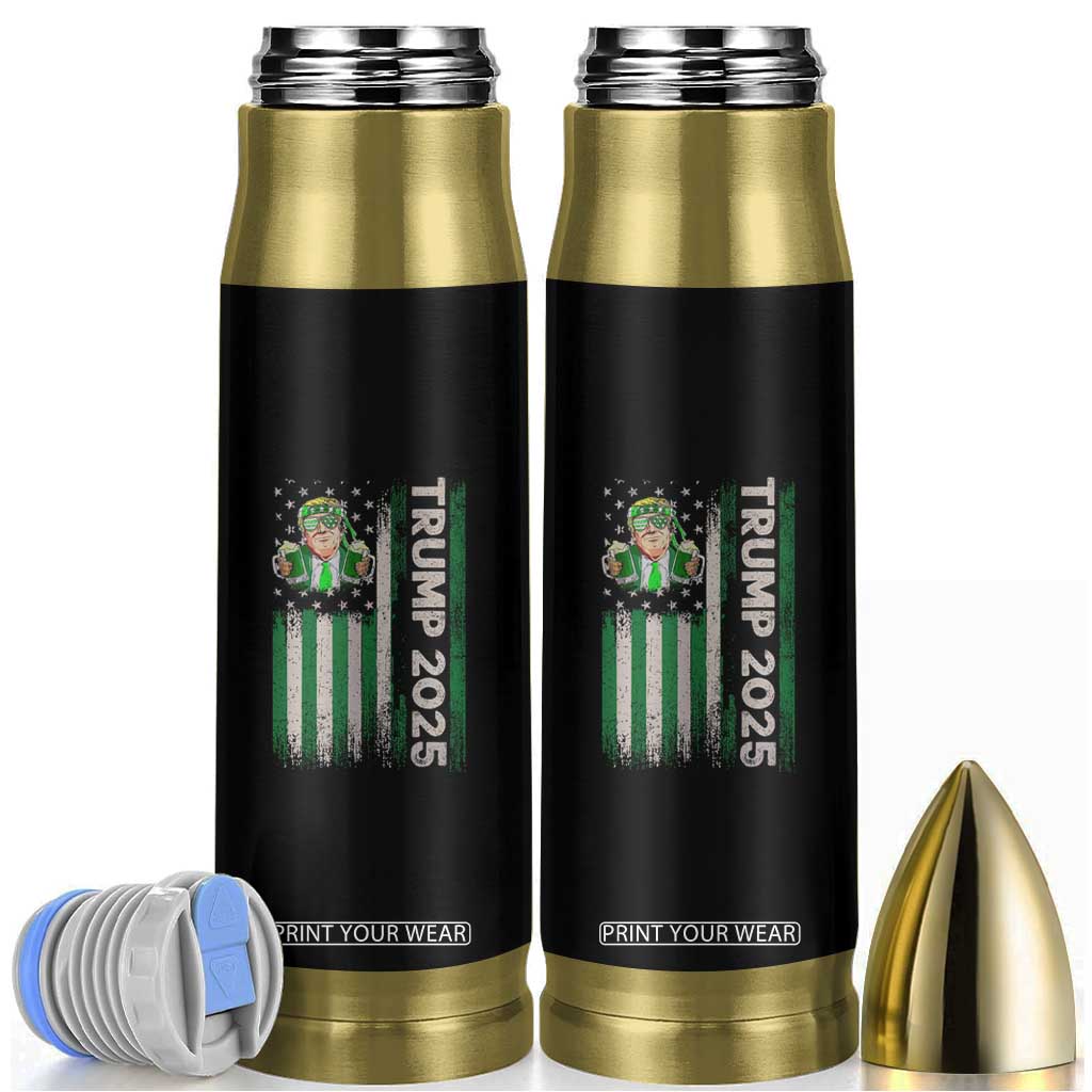Funny St Patrick's Day Trump 2025 Bullet Tumbler Beer Drinking Day American Flag Vintage TS02 Black Print Your Wear