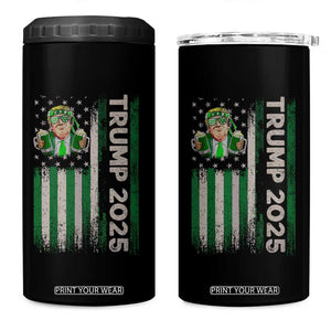 Funny St Patrick's Day Trump 2025 4 in 1 Can Cooler Tumbler Beer Drinking Day American Flag Vintage TS02 One Size: 16 oz Black Print Your Wear