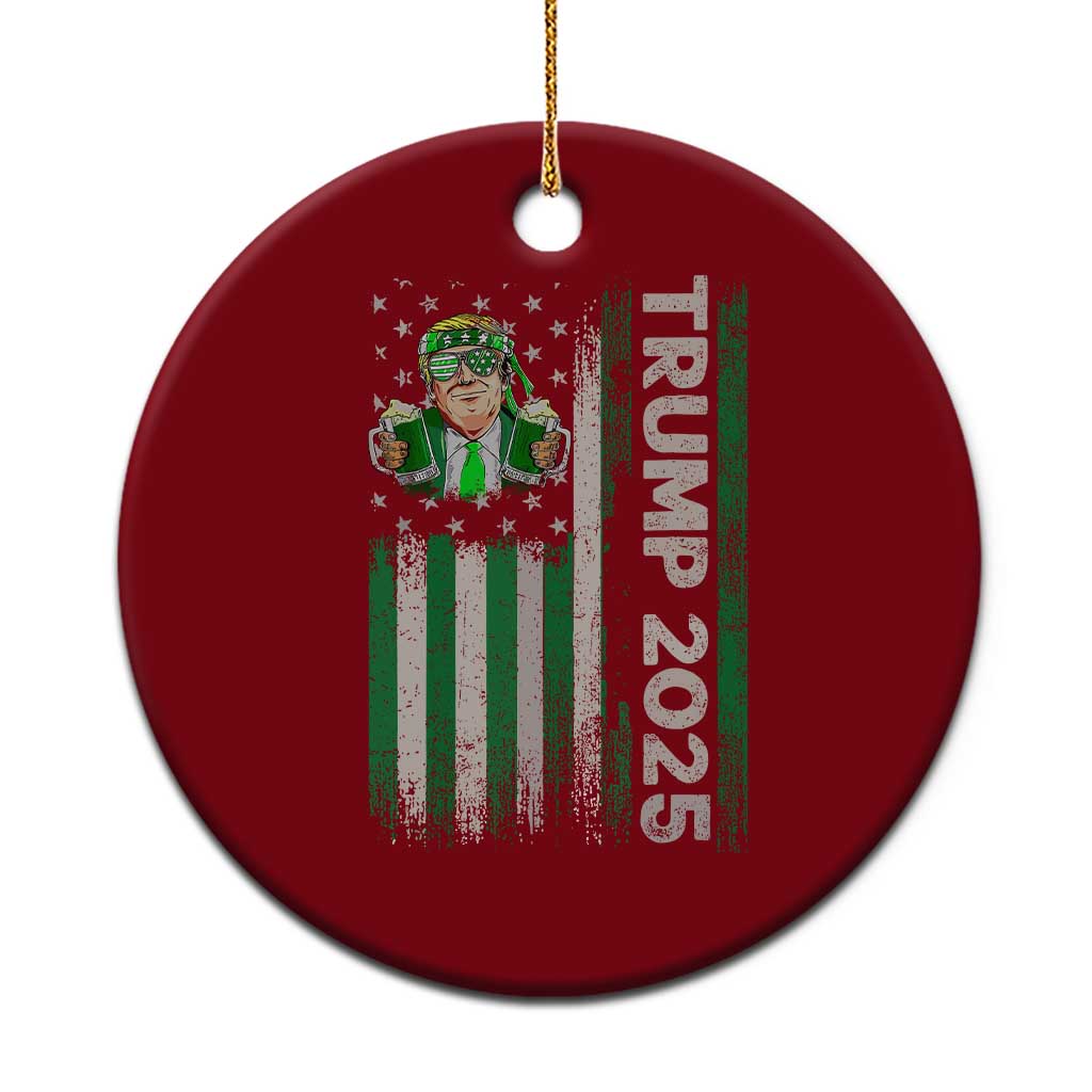 Funny St Patrick's Day Trump 2025 Ceramic Ornament Beer Drinking Day American Flag Vintage TS02 1pc Red Print Your Wear