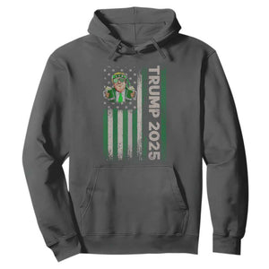 Funny St Patrick's Day Trump 2025 Hoodie Beer Drinking Day American Flag Vintage TS02 Dark Heather Print Your Wear