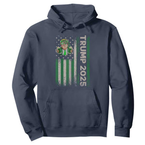 Funny St Patrick's Day Trump 2025 Hoodie Beer Drinking Day American Flag Vintage TS02 Navy Print Your Wear