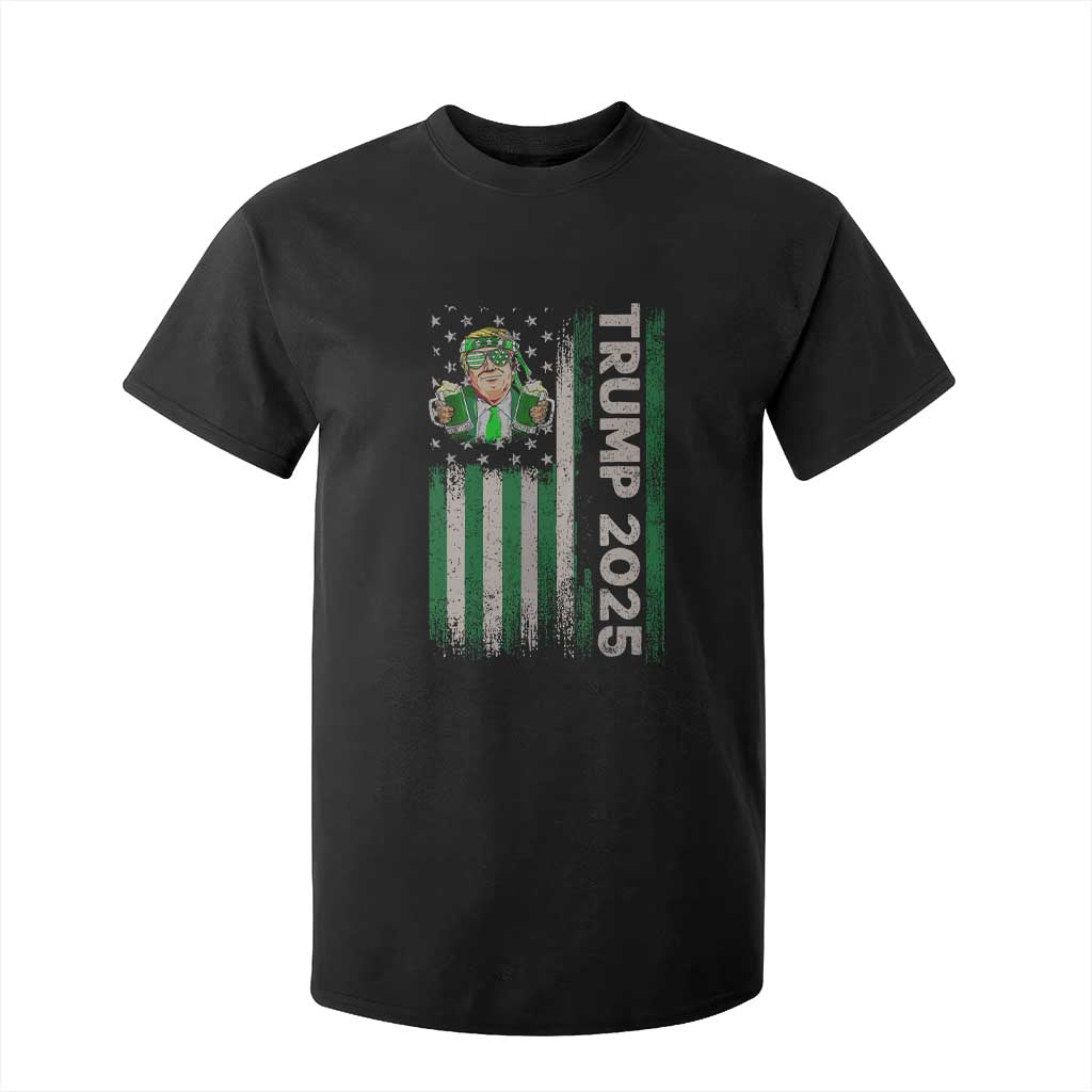 Funny St Patrick's Day Trump 2025 T Shirt For Kid Beer Drinking Day American Flag Vintage TS02 Black Print Your Wear