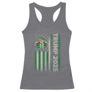 Funny St Patrick's Day Trump 2025 Racerback Tank Top Beer Drinking Day American Flag Vintage TS02 Charcoal Print Your Wear