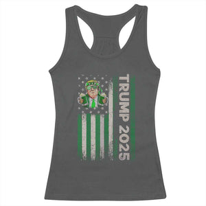 Funny St Patrick's Day Trump 2025 Racerback Tank Top Beer Drinking Day American Flag Vintage TS02 Dark Heather Print Your Wear