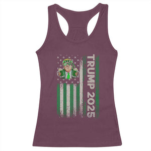 Funny St Patrick's Day Trump 2025 Racerback Tank Top Beer Drinking Day American Flag Vintage TS02 Maroon Print Your Wear