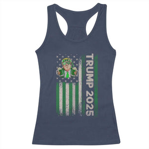 Funny St Patrick's Day Trump 2025 Racerback Tank Top Beer Drinking Day American Flag Vintage TS02 Navy Print Your Wear