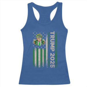 Funny St Patrick's Day Trump 2025 Racerback Tank Top Beer Drinking Day American Flag Vintage TS02 Royal Blue Print Your Wear