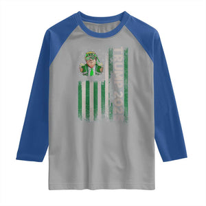 Funny St Patrick's Day Trump 2025 Raglan Shirt Beer Drinking Day American Flag Vintage TS02 Sport Gray Royal Print Your Wear