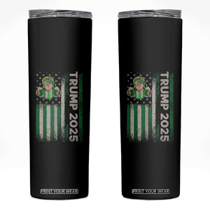 Funny St Patrick's Day Trump 2025 Skinny Tumbler Beer Drinking Day American Flag Vintage TS02 Black Print Your Wear