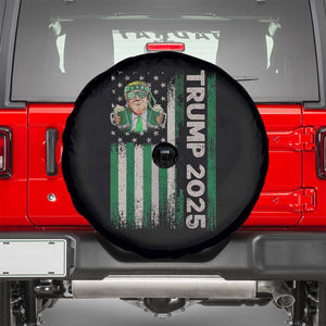 Funny St Patrick's Day Trump 2025 Spare Tire Cover Beer Drinking Day American Flag Vintage TS02 Black Print Your Wear