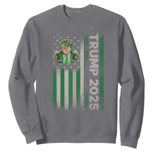 Funny St Patrick's Day Trump 2025 Sweatshirt Beer Drinking Day American Flag Vintage TS02 Charcoal Print Your Wear