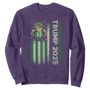 Funny St Patrick's Day Trump 2025 Sweatshirt Beer Drinking Day American Flag Vintage TS02 Purple Print Your Wear