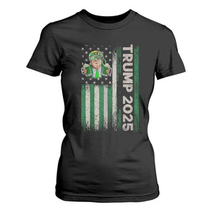 Funny St Patrick's Day Trump 2025 T Shirt For Women Beer Drinking Day American Flag Vintage TS02 Black Print Your Wear