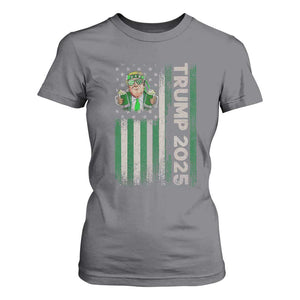 Funny St Patrick's Day Trump 2025 T Shirt For Women Beer Drinking Day American Flag Vintage TS02 Charcoal Print Your Wear