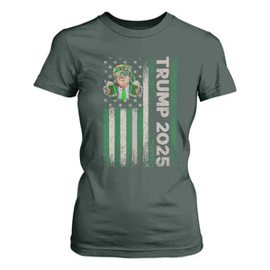 Funny St Patrick's Day Trump 2025 T Shirt For Women Beer Drinking Day American Flag Vintage TS02 Dark Forest Green Print Your Wear
