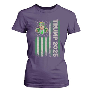 Funny St Patrick's Day Trump 2025 T Shirt For Women Beer Drinking Day American Flag Vintage TS02 Purple Print Your Wear