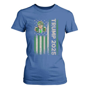 Funny St Patrick's Day Trump 2025 T Shirt For Women Beer Drinking Day American Flag Vintage TS02 Royal Blue Print Your Wear