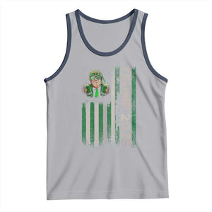 Funny St Patrick's Day Trump 2025 Tank Top Beer Drinking Day American Flag Vintage TS02 Athletic Heather Navy Print Your Wear