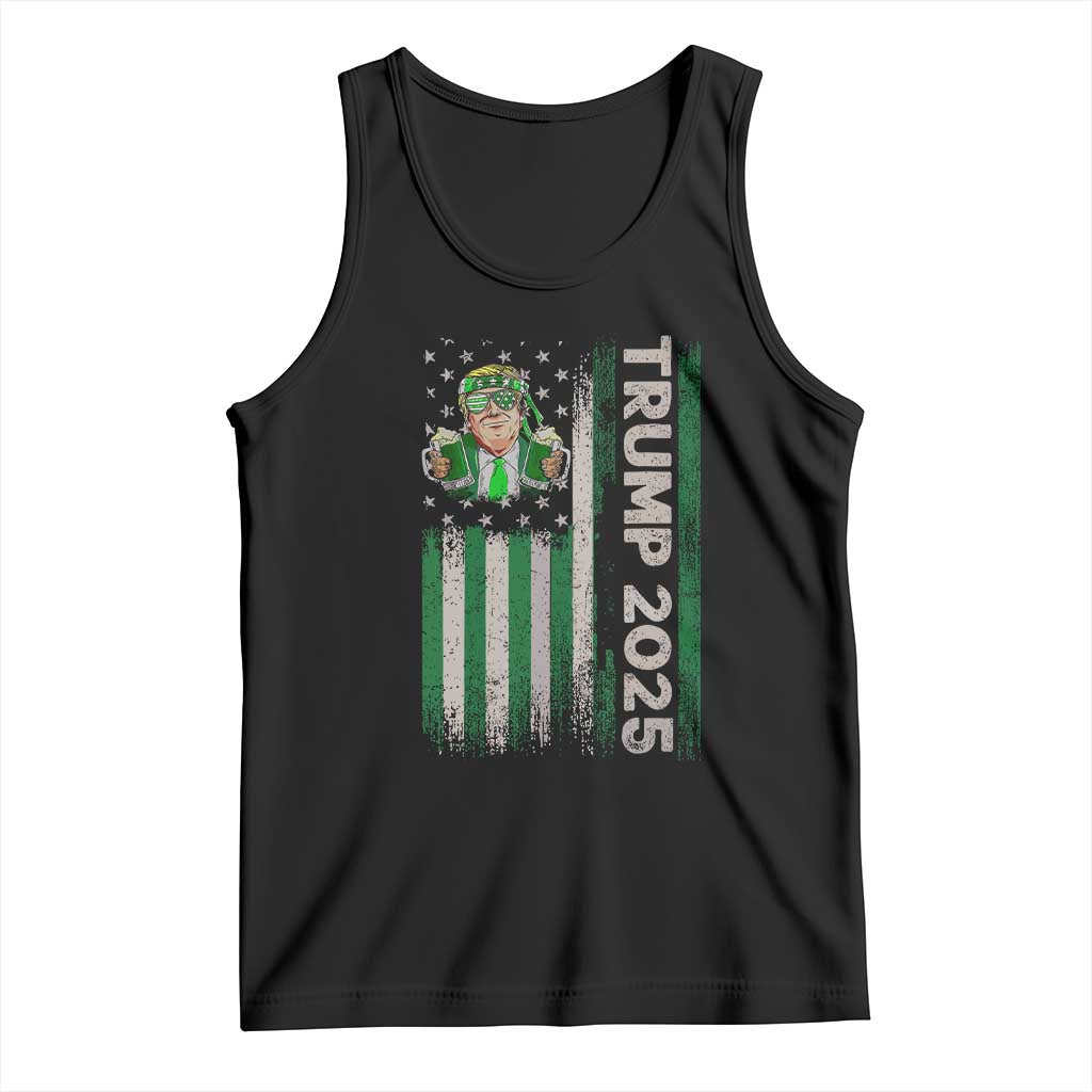 Funny St Patrick's Day Trump 2025 Tank Top Beer Drinking Day American Flag Vintage TS02 Black Print Your Wear