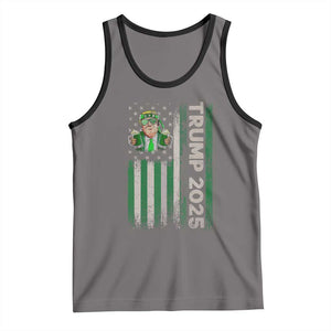Funny St Patrick's Day Trump 2025 Tank Top Beer Drinking Day American Flag Vintage TS02 Deep Heather Black Print Your Wear