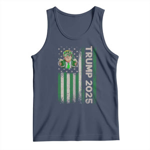 Funny St Patrick's Day Trump 2025 Tank Top Beer Drinking Day American Flag Vintage TS02 Navy Print Your Wear