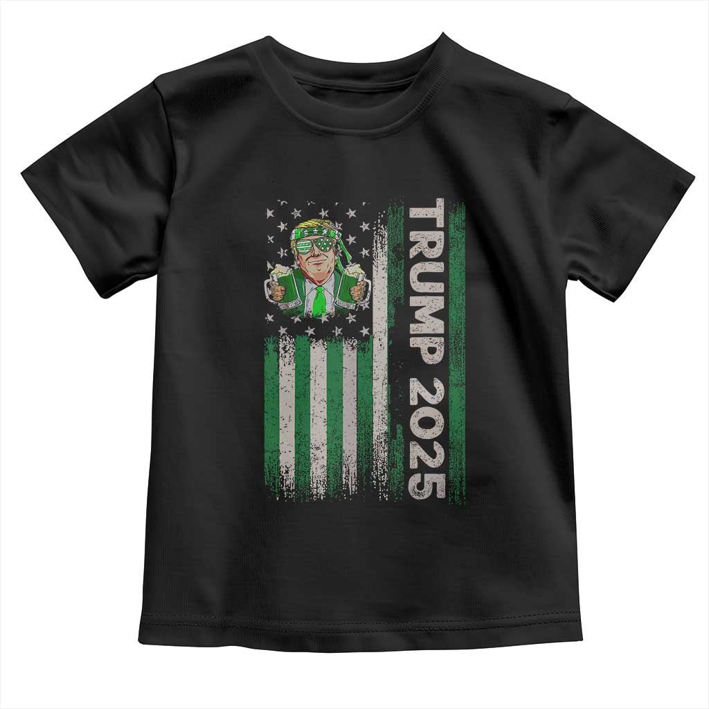Funny St Patrick's Day Trump 2025 Toddler T Shirt Beer Drinking Day American Flag Vintage TS02 Black Print Your Wear