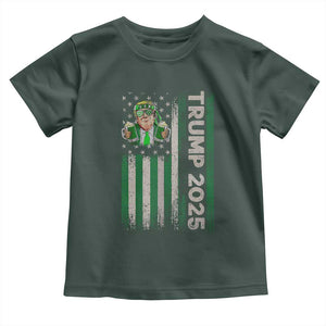 Funny St Patrick's Day Trump 2025 Toddler T Shirt Beer Drinking Day American Flag Vintage TS02 Dark Forest Green Print Your Wear