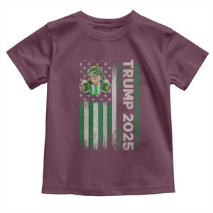 Funny St Patrick's Day Trump 2025 Toddler T Shirt Beer Drinking Day American Flag Vintage TS02 Maroon Print Your Wear