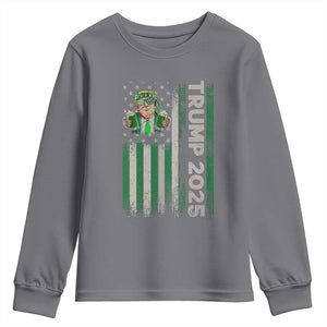 Funny St Patrick's Day Trump 2025 Youth Sweatshirt Beer Drinking Day American Flag Vintage TS02 Charcoal Print Your Wear