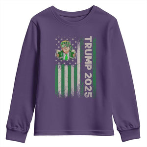 Funny St Patrick's Day Trump 2025 Youth Sweatshirt Beer Drinking Day American Flag Vintage TS02 Purple Print Your Wear