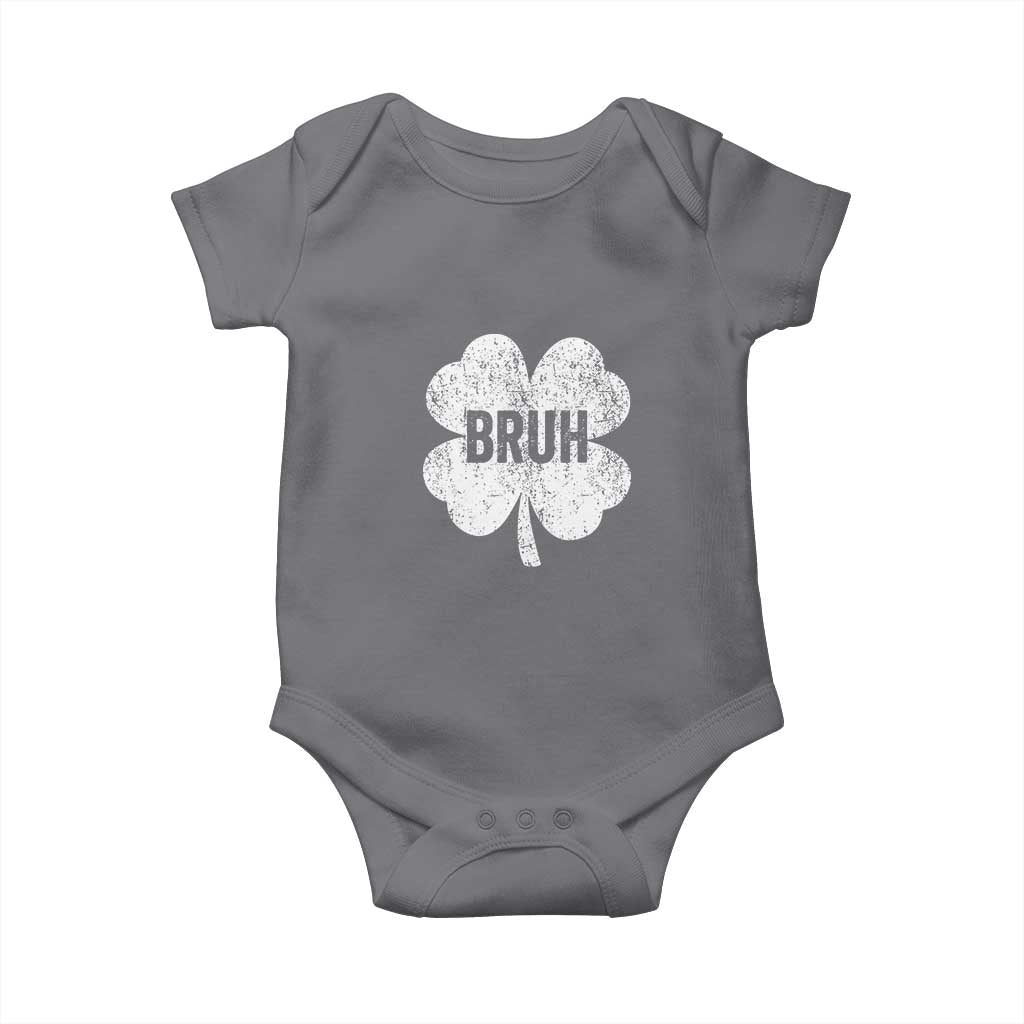 Funny St Patricks Day Bruh Baby Onesie Lucky Shamrock Vintage TS02 Charcoal Print Your Wear