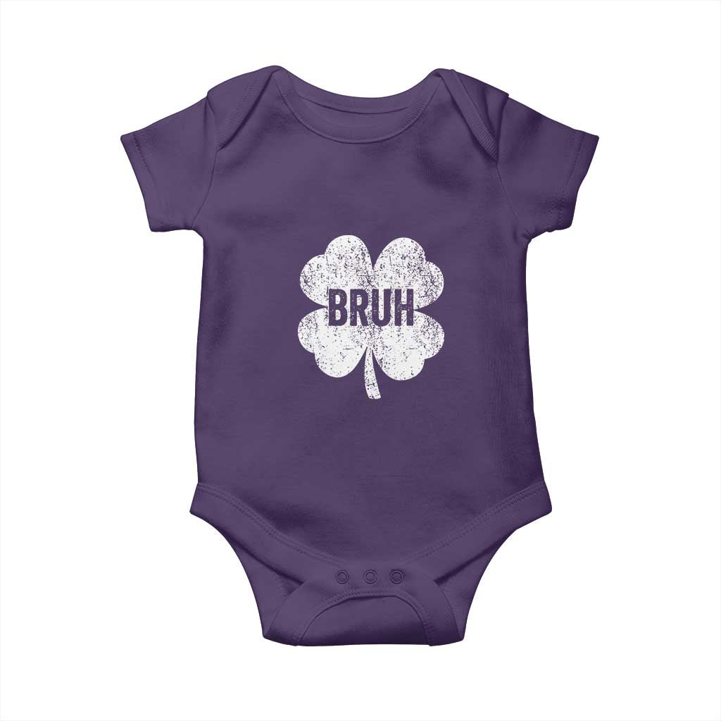Funny St Patricks Day Bruh Baby Onesie Lucky Shamrock Vintage TS02 Purple Print Your Wear