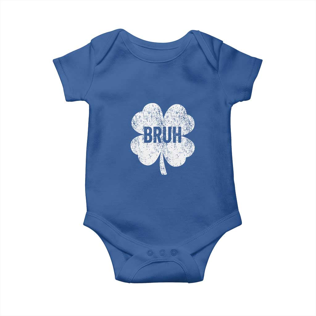 Funny St Patricks Day Bruh Baby Onesie Lucky Shamrock Vintage TS02 Royal Blue Print Your Wear