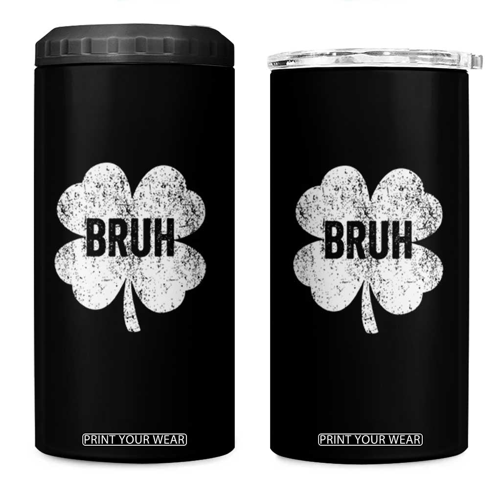 Funny St Patricks Day Bruh 4 in 1 Can Cooler Tumbler Lucky Shamrock Vintage TS02 One Size: 16 oz Black Print Your Wear