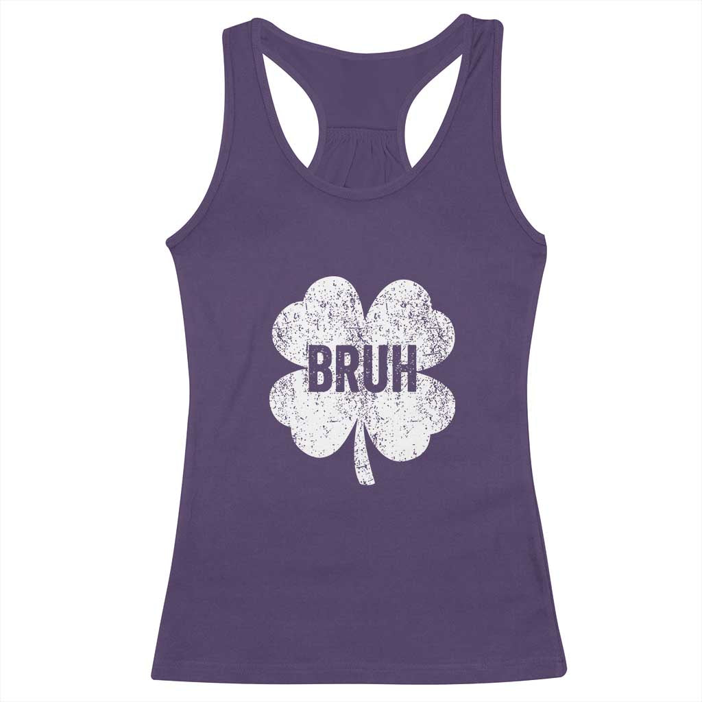 Funny St Patricks Day Bruh Racerback Tank Top Lucky Shamrock Vintage TS02 Purple Print Your Wear