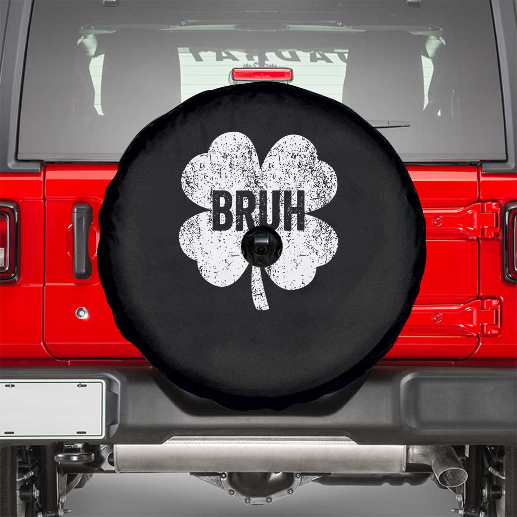 Funny St Patricks Day Bruh Spare Tire Cover Lucky Shamrock Vintage TS02 Black Print Your Wear