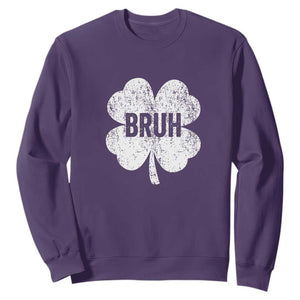 Funny St Patricks Day Bruh Sweatshirt Lucky Shamrock Vintage TS02 Purple Print Your Wear