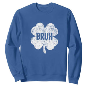 Funny St Patricks Day Bruh Sweatshirt Lucky Shamrock Vintage TS02 Royal Blue Print Your Wear