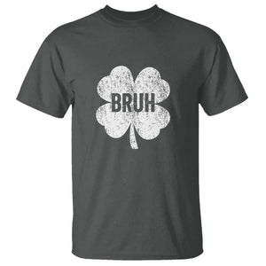 Funny St Patricks Day Bruh T Shirt Lucky Shamrock Vintage TS02 Dark Heather Print Your Wear