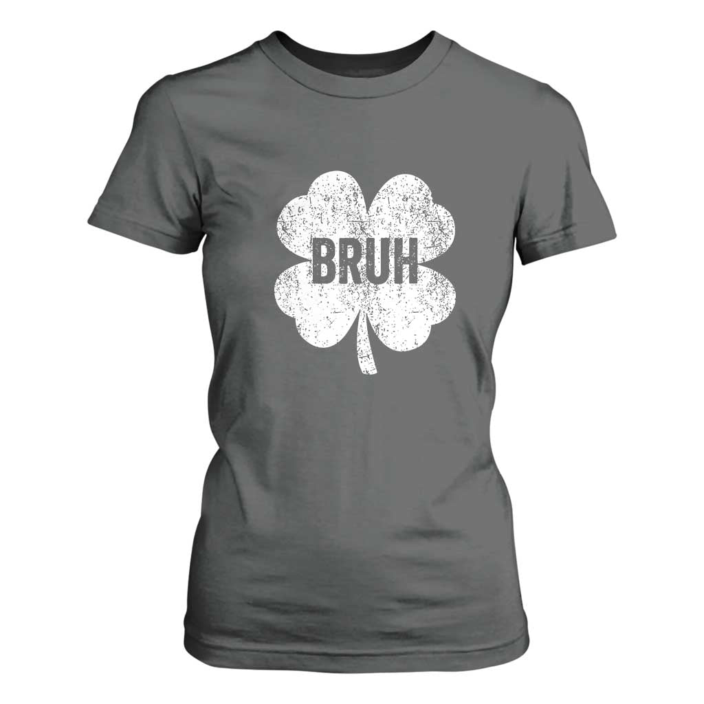 Funny St Patricks Day Bruh T Shirt For Women Lucky Shamrock Vintage TS02 Dark Heather Print Your Wear