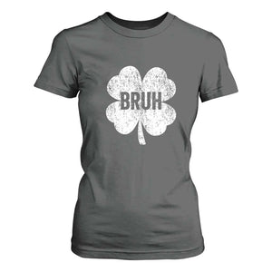 Funny St Patricks Day Bruh T Shirt For Women Lucky Shamrock Vintage TS02 Dark Heather Print Your Wear