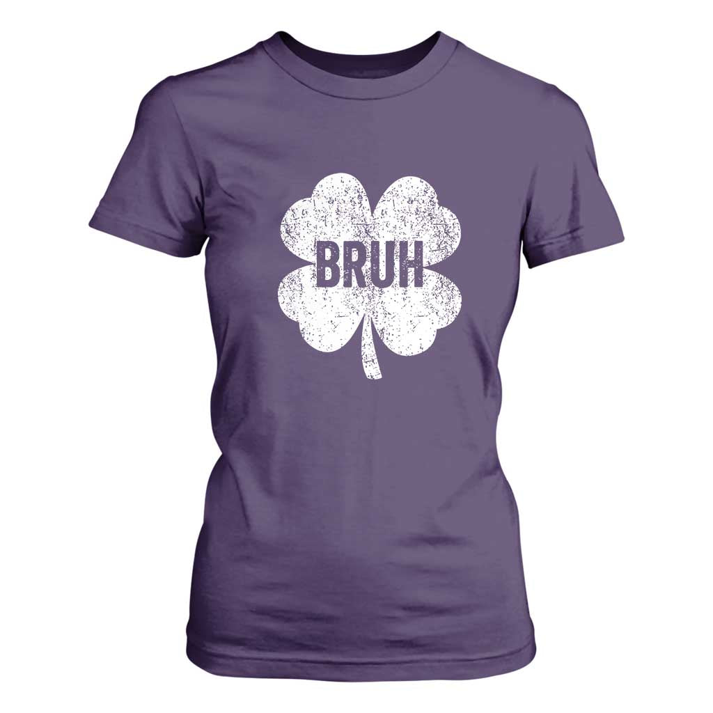 Funny St Patricks Day Bruh T Shirt For Women Lucky Shamrock Vintage TS02 Purple Print Your Wear