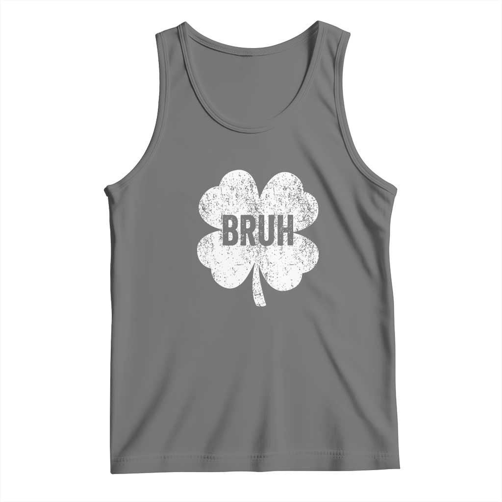 Funny St Patricks Day Bruh Tank Top Lucky Shamrock Vintage TS02 Black Heather Print Your Wear
