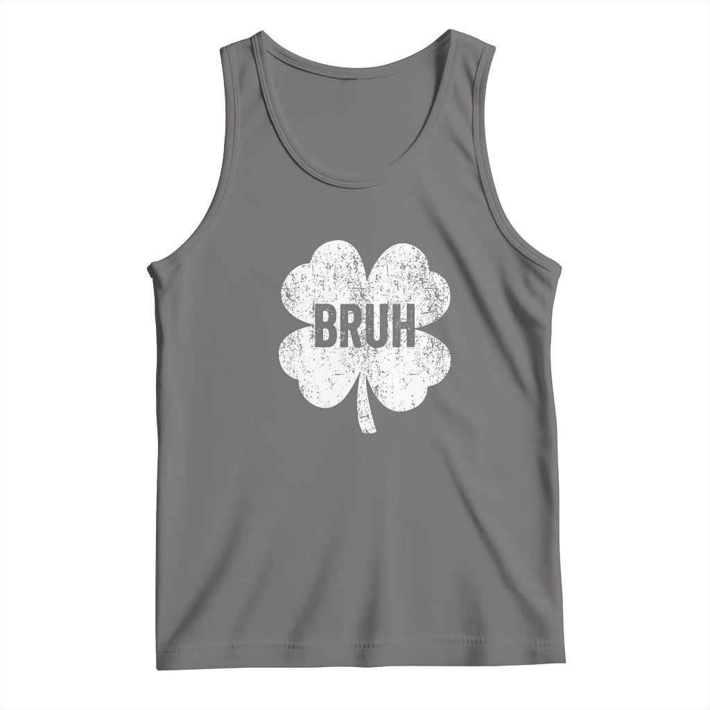 Funny St Patricks Day Bruh Tank Top Lucky Shamrock Vintage TS02 Deep Heather Print Your Wear